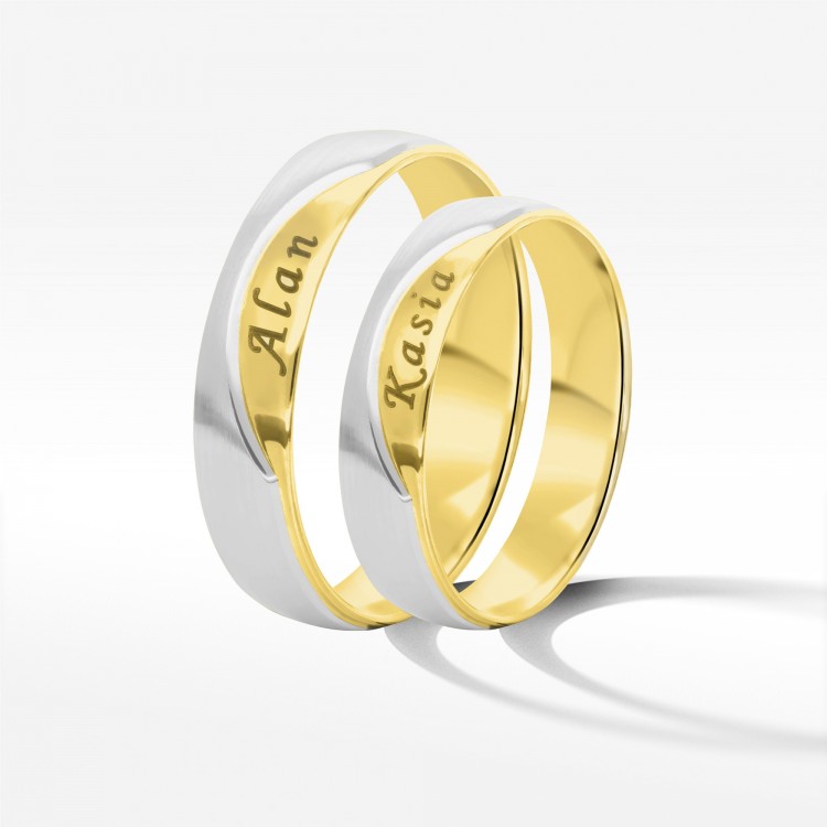 Obrączki ślubne z dwukolorowego złota 5mm