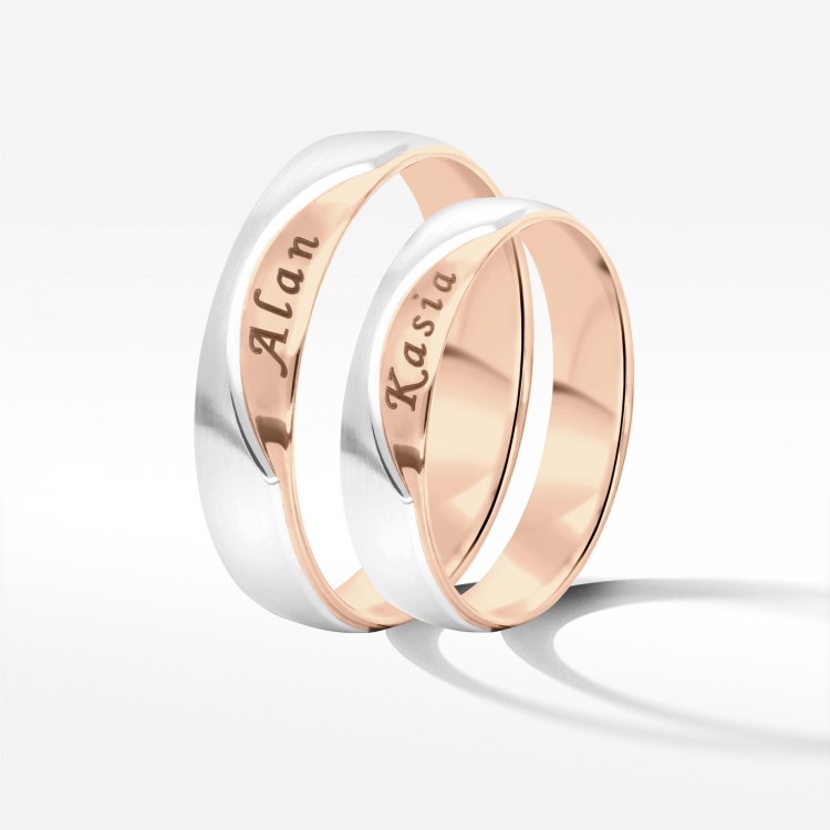 Obrączki ślubne z dwukolorowego złota 5mm