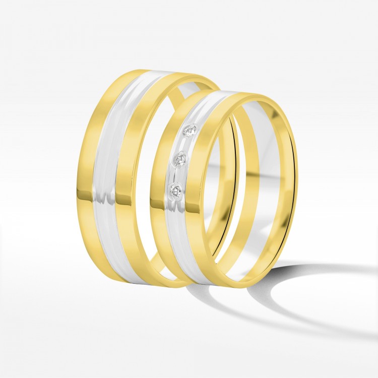 Obrączki ślubne z dwukolorowego złota 6mm