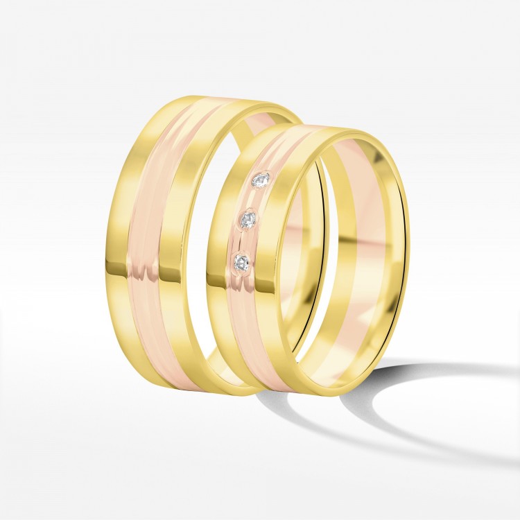 Obrączki ślubne z dwukolorowego złota 6mm