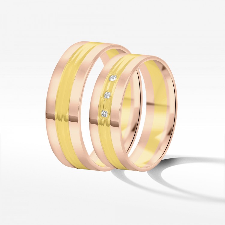 Obrączki ślubne z dwukolorowego złota 6mm