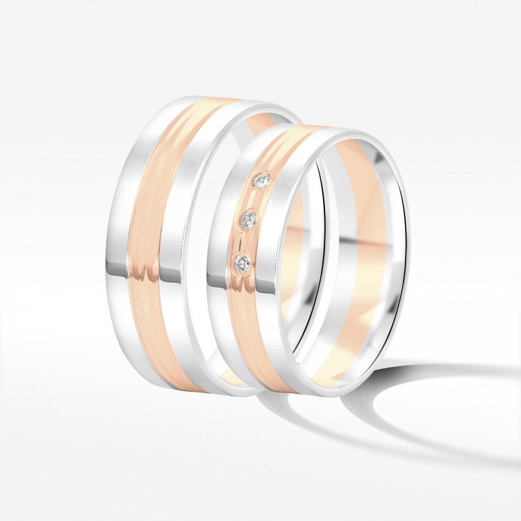 Obrączki ślubne z dwukolorowego złota 6mm