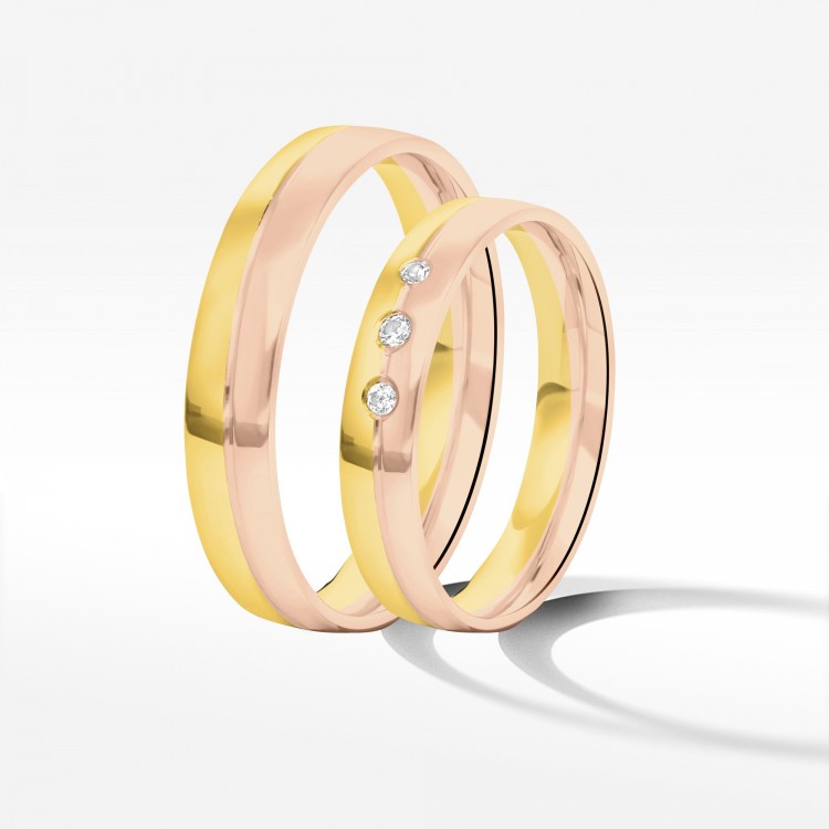 Obrączki ślubne z dwukolorowego złota 4mm