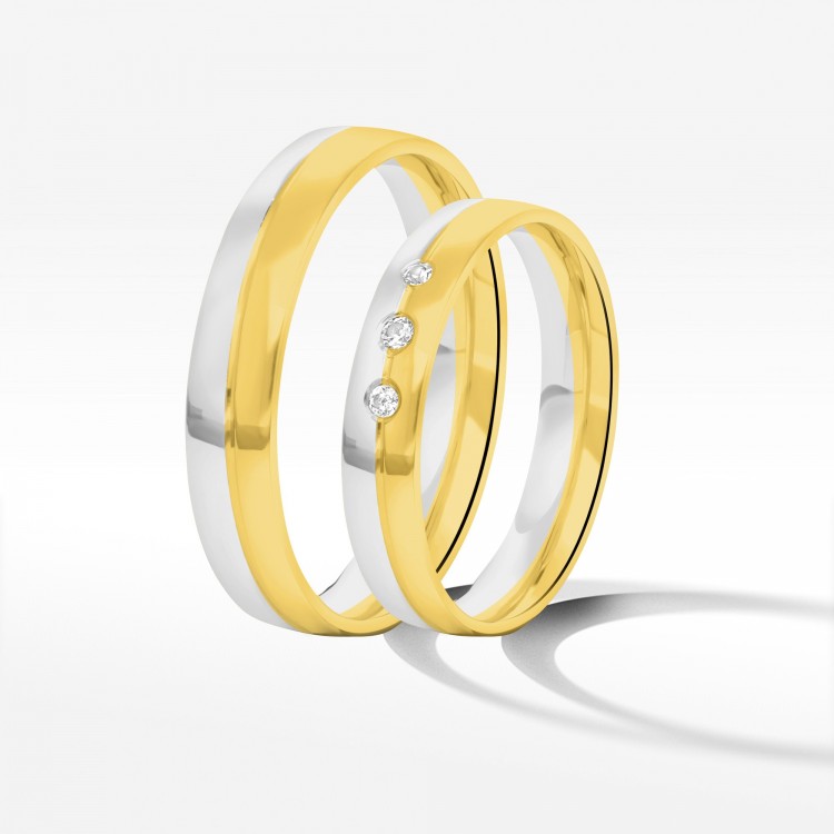 Obrączki ślubne z dwukolorowego złota 4mm