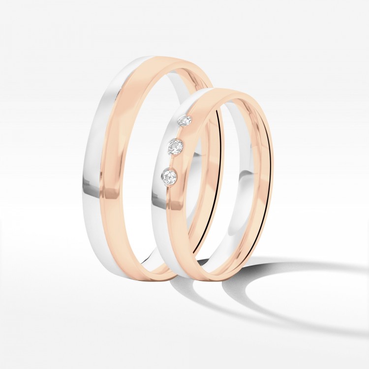 Obrączki ślubne z dwukolorowego złota 4mm