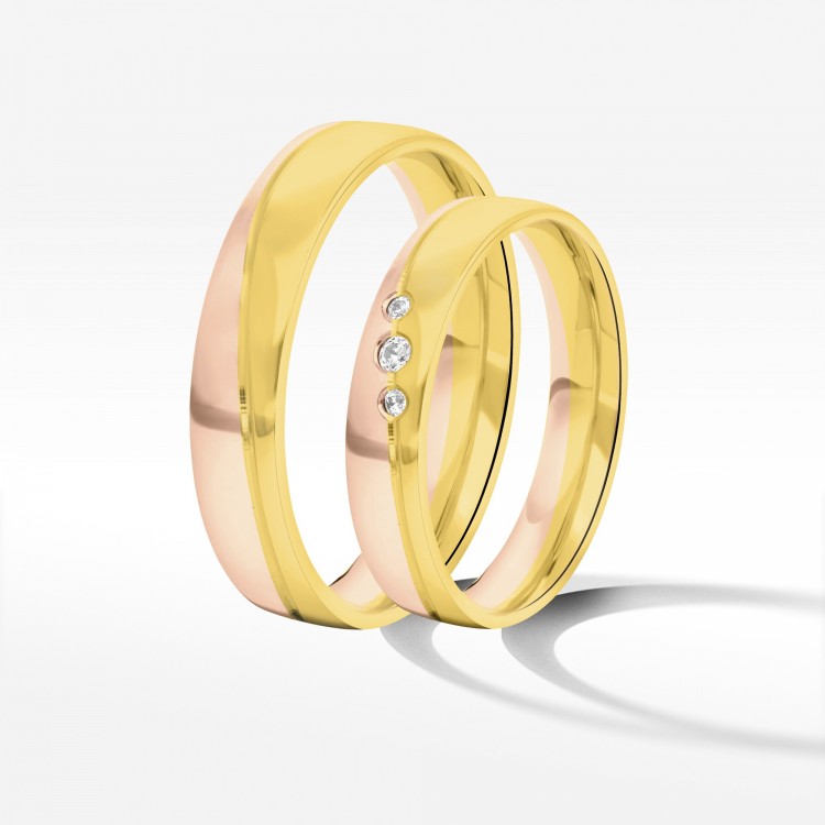 Obrączki ślubne z dwukolorowego złota 4mm