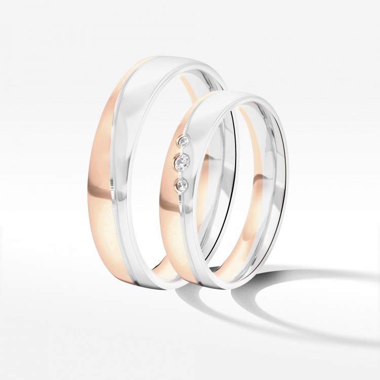 Obrączki ślubne z dwukolorowego złota 4mm