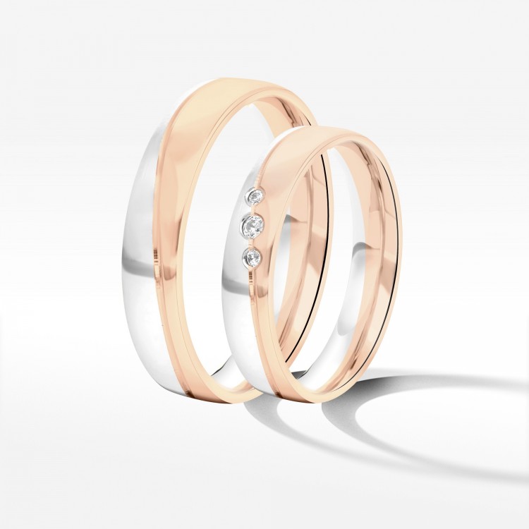 Obrączki ślubne z dwukolorowego złota 4mm