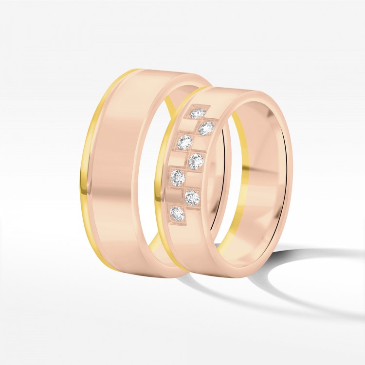 Obrączki ślubne z dwukolorowego złota 6mm