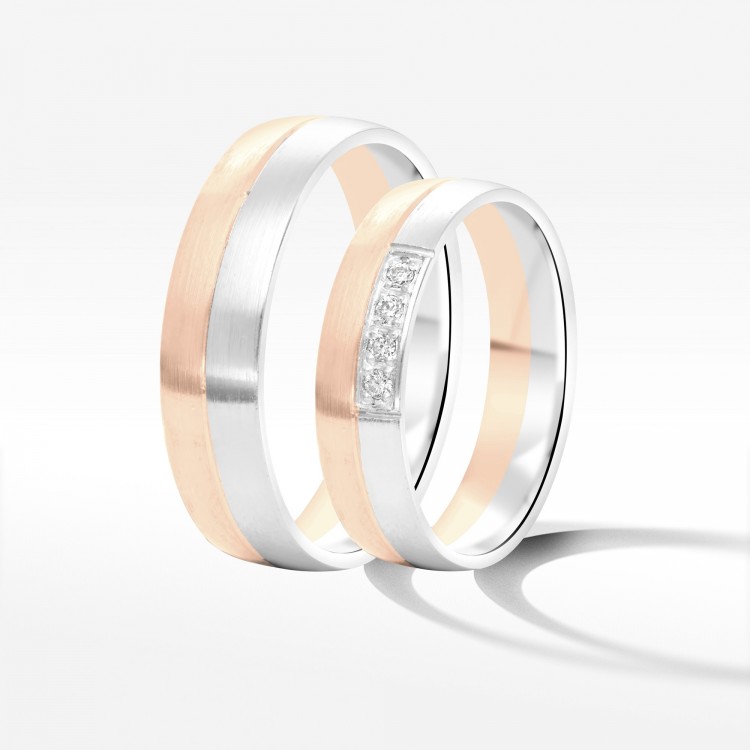 Obrączki ślubne z dwukolorowego złota 5mm