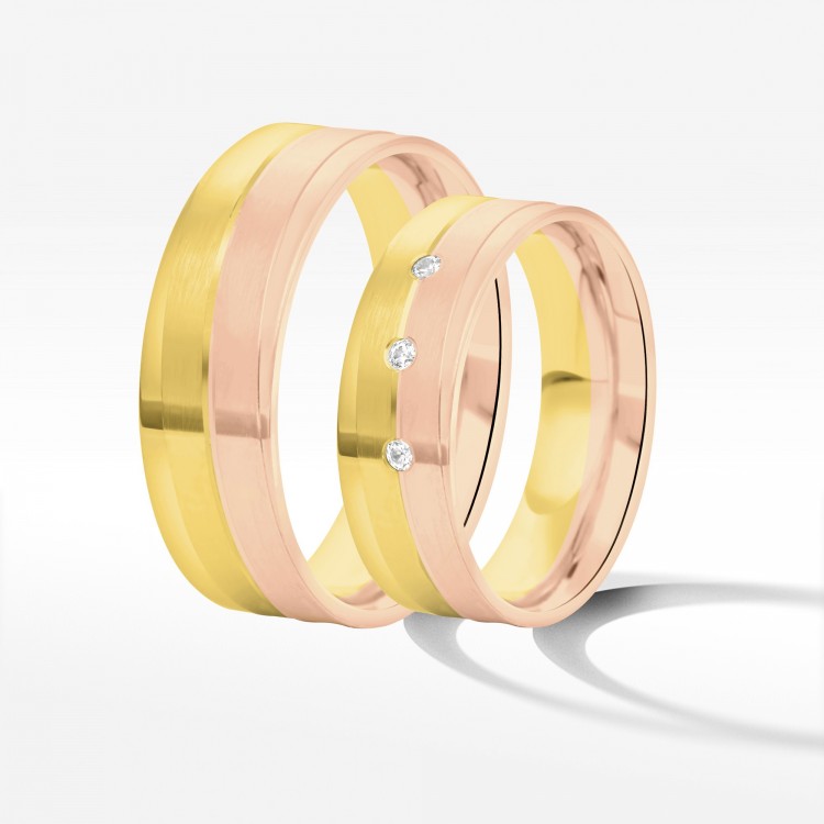 Obrączki ślubne z dwukolorowego złota 6mm