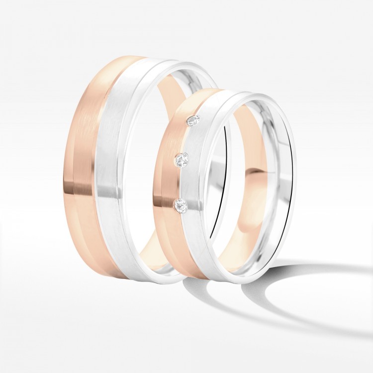 Obrączki ślubne z dwukolorowego złota 6mm