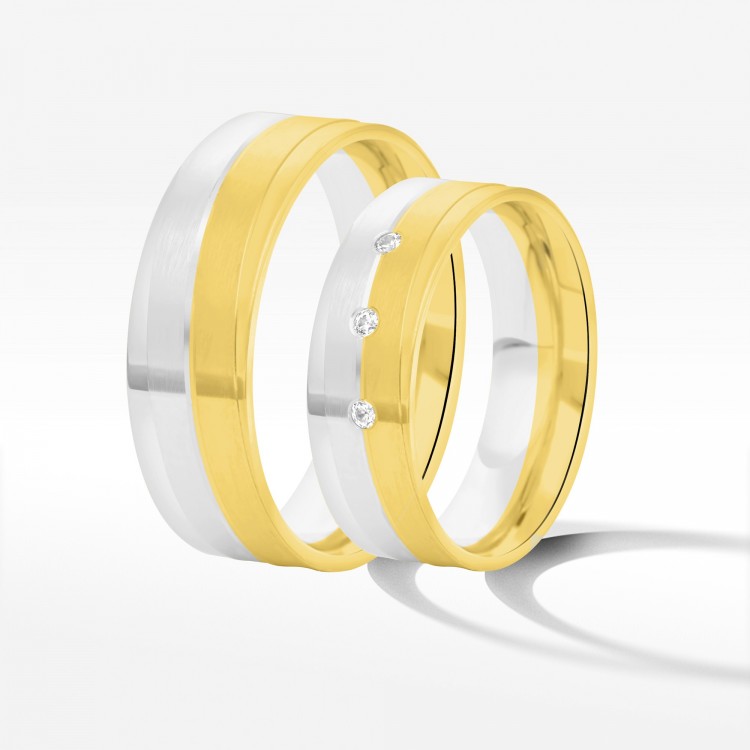 Obrączki ślubne z dwukolorowego złota 6mm