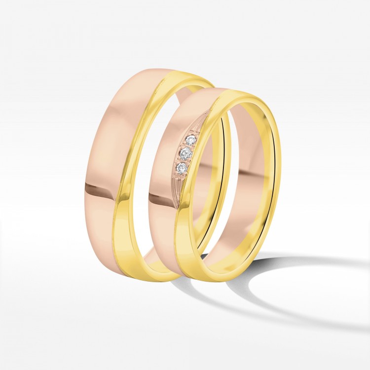 Obrączki ślubne z dwukolorowego złota 5mm