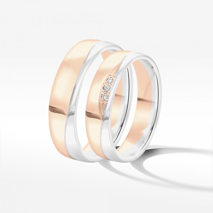 Obrączki ślubne z dwukolorowego złota 5mm