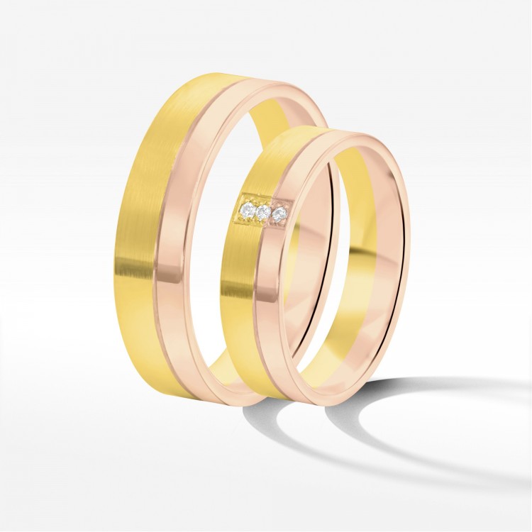 Obrączki ślubne z dwukolorowego złota 5mm