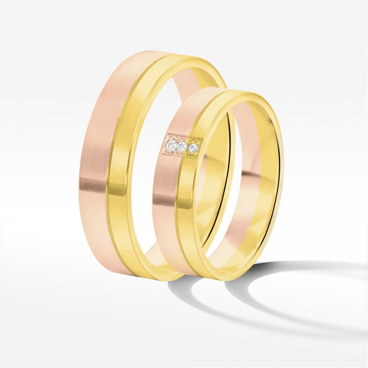 Obrączki ślubne z dwukolorowego złota 5mm