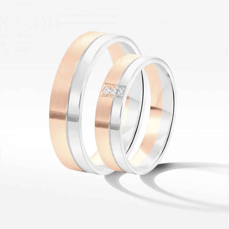 Obrączki ślubne z dwukolorowego złota 5mm