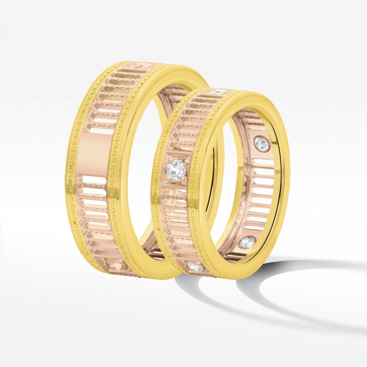 Obrączki ślubne z dwukolorowego złota 6.5mm