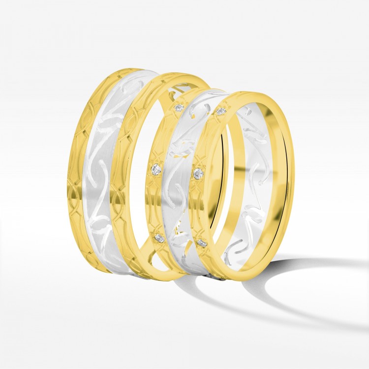 Obrączki ślubne z dwukolorowego złota 7.5mm