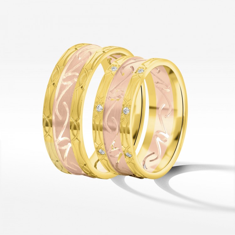 Obrączki ślubne z dwukolorowego złota 7.5mm