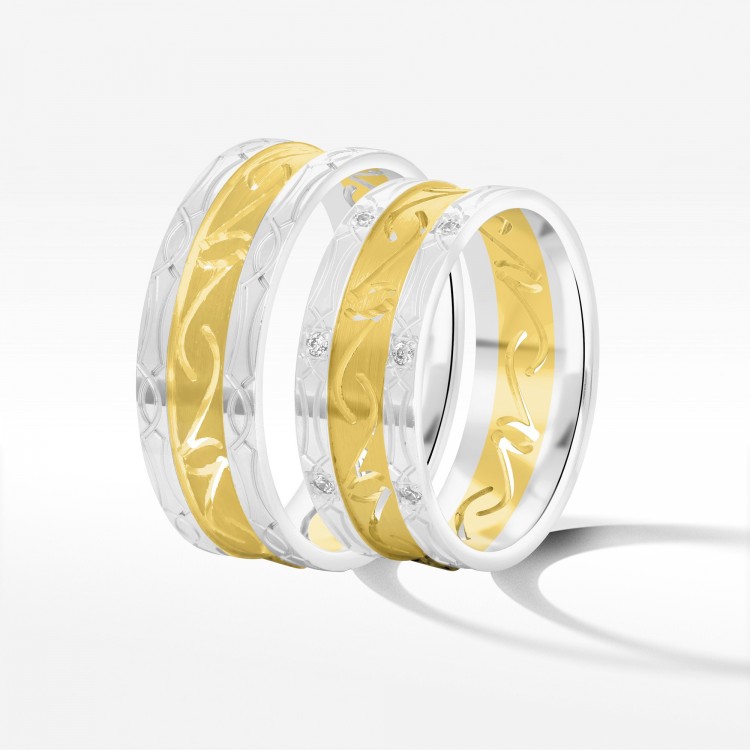 Obrączki ślubne z dwukolorowego złota 7.5mm