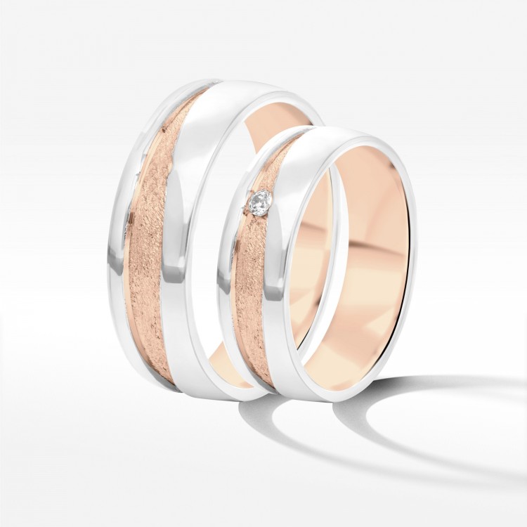 Obrączki ślubne z dwukolorowego złota 6mm