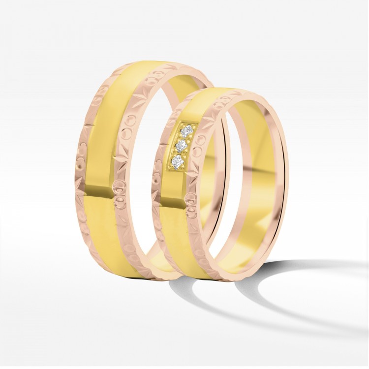 Obrączki ślubne z dwukolorowego złota 5.5mm