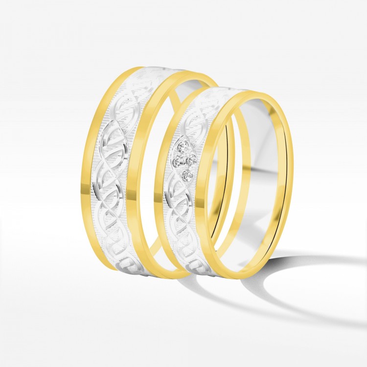 Obrączki ślubne z dwukolorowego złota 6mm