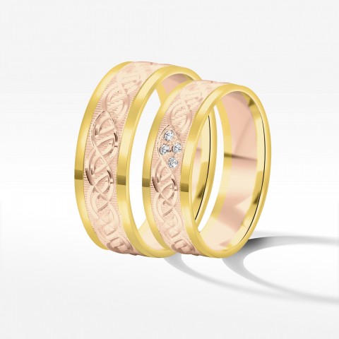 Obrączki ślubne z dwukolorowego złota 6mm