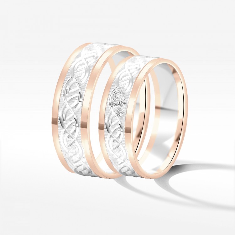 Obrączki ślubne z dwukolorowego złota 6mm