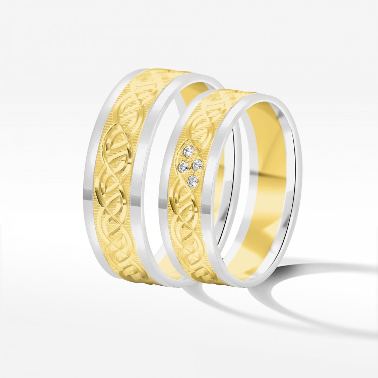 Obrączki ślubne z dwukolorowego złota 6mm