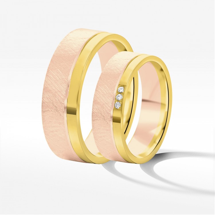 Obrączki ślubne z dwukolorowego złota 6mm