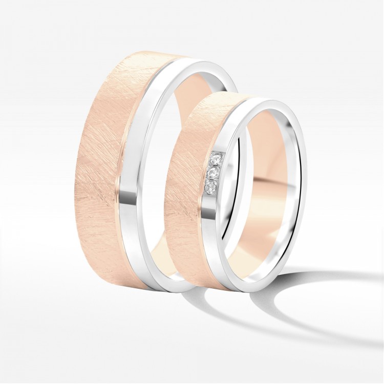 Obrączki ślubne z dwukolorowego złota 6mm