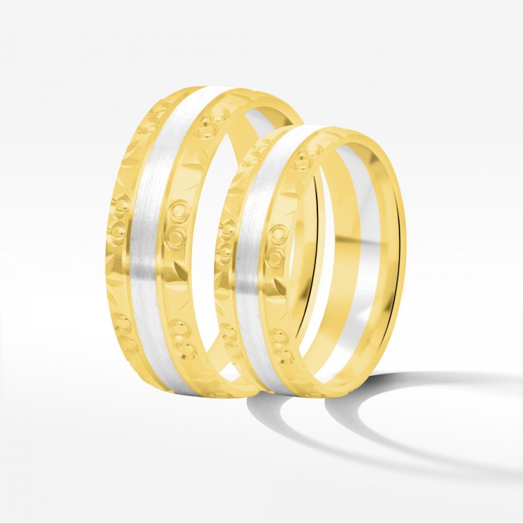 Obrączki ślubne z dwukolorowego złota 6mm