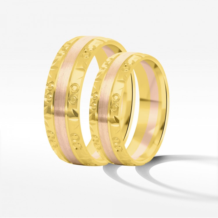 Obrączki ślubne z dwukolorowego złota 6mm