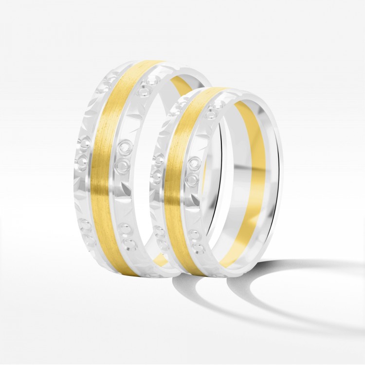 Obrączki ślubne z dwukolorowego złota 6mm