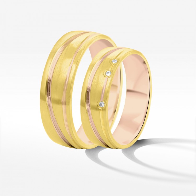 Obrączki ślubne z dwukolorowego złota 6mm