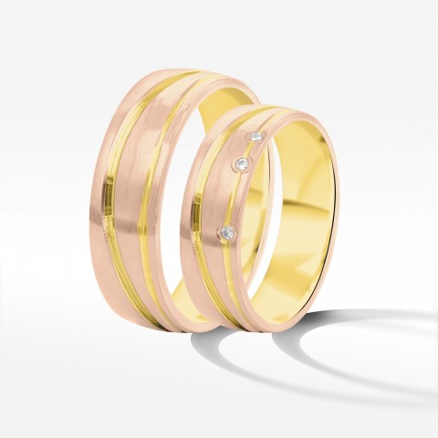 Obrączki ślubne z dwukolorowego złota 6mm