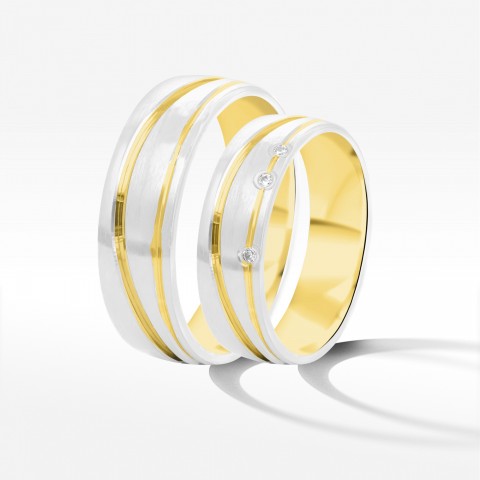 Obrączki ślubne z dwukolorowego złota 6mm