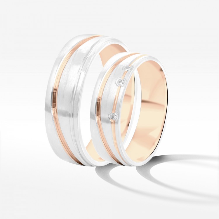 Obrączki ślubne z dwukolorowego złota 6mm