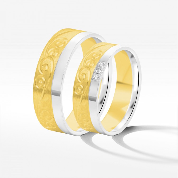 Obrączki ślubne z dwukolorowego złota 6mm