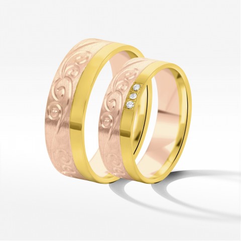 Obrączki ślubne z dwukolorowego złota 6mm
