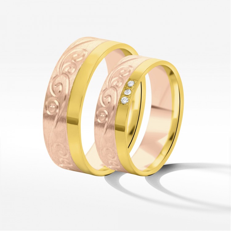 Obrączki ślubne z dwukolorowego złota 6mm