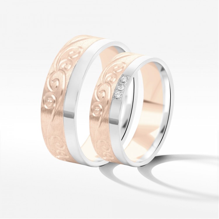 Obrączki ślubne z dwukolorowego złota 6mm