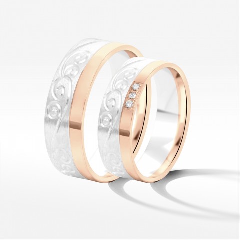 Obrączki ślubne z dwukolorowego złota 6mm