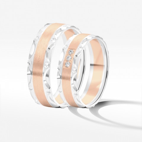 Obrączki ślubne z dwukolorowego złota 6mm