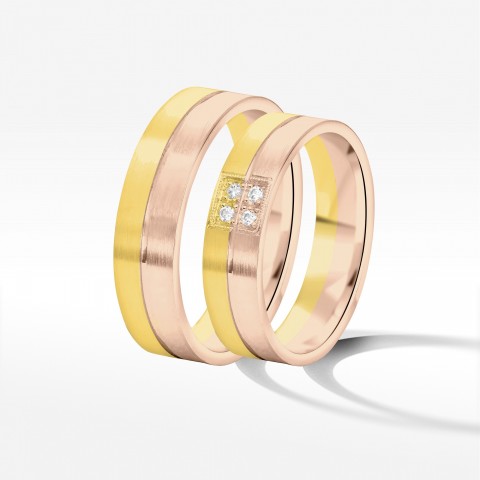 Obrączki ślubne z dwukolorowego złota 5mm