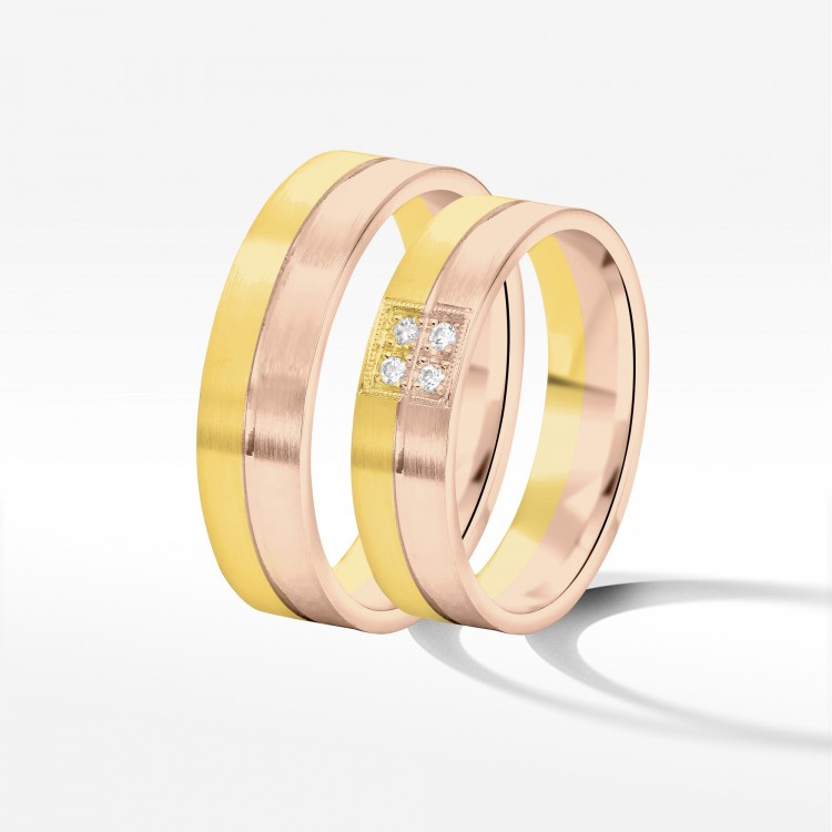 Obrączki ślubne z dwukolorowego złota 5mm