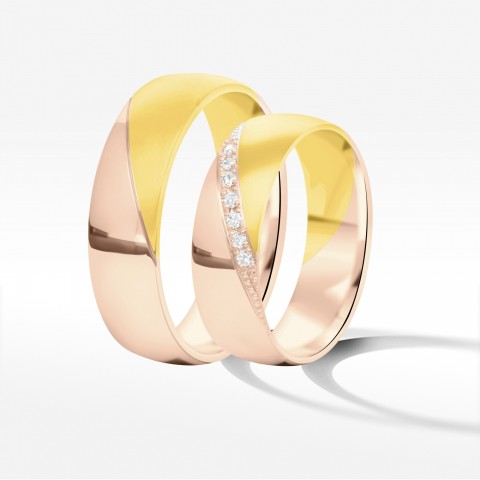 Obrączki ślubne z dwukolorowego złota 6mm
